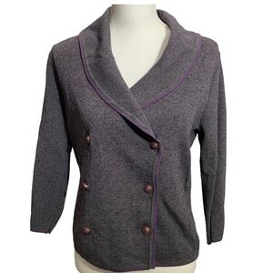 Grace Dane Lewis Vintage Blazer Double Breasted Classic Sweater Heather Gray M